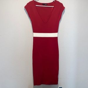Red and white stretch dress fits like a gloves.